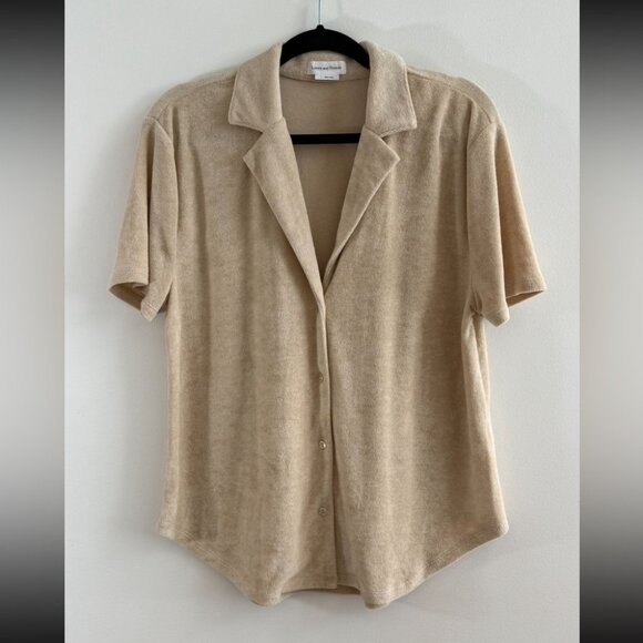 Lovers + Friends Kaia Cream Terry Cloth Button Front Top - Picture 4 of 9